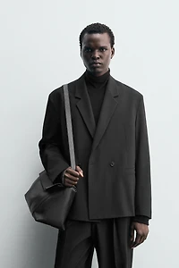 WOOL BLEND DOUBLE-BREASTED SUIT JACKET