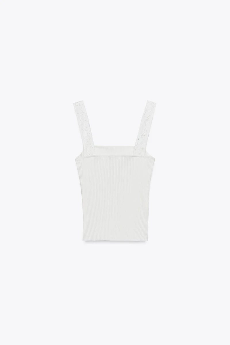 EMBROIDERED RIBBED TOP