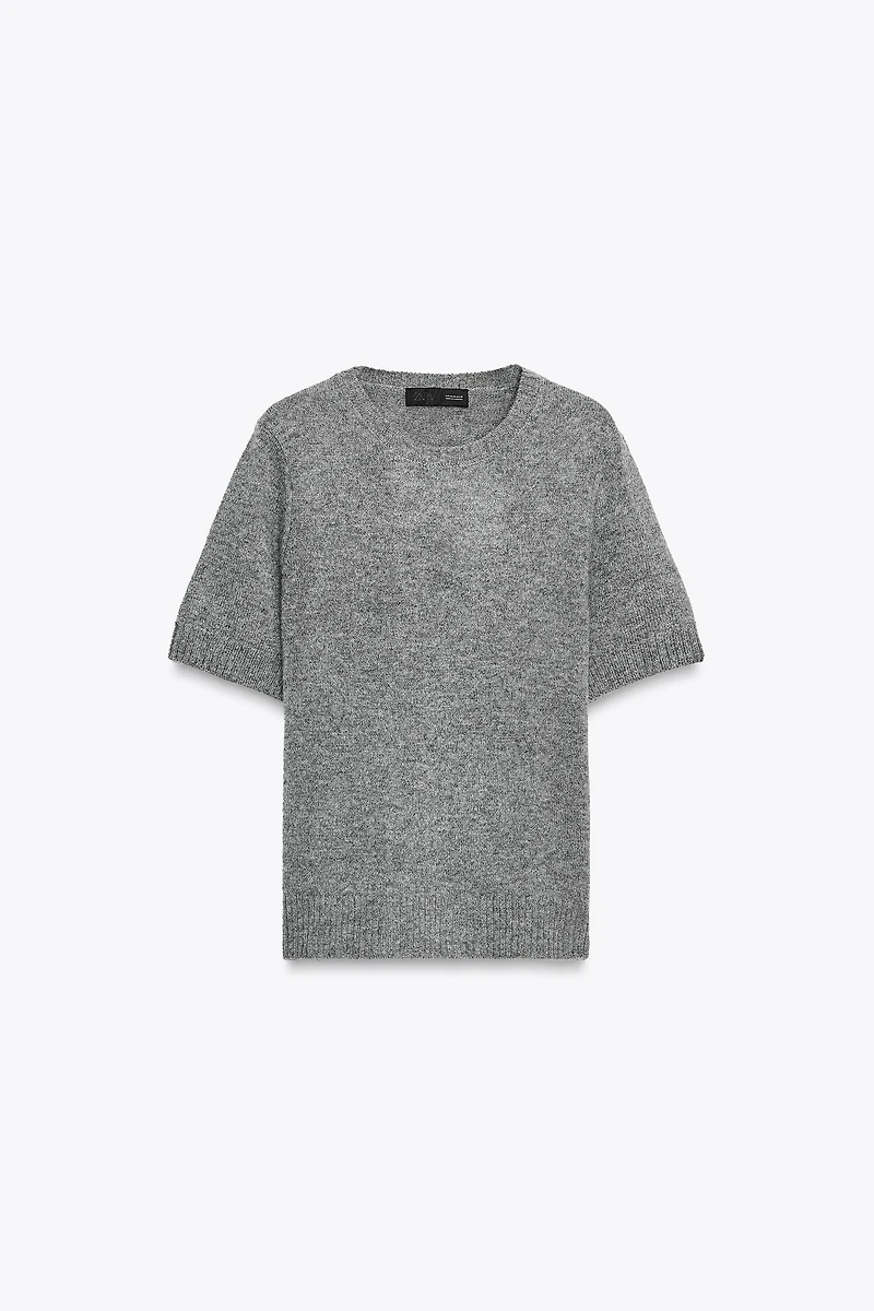 100% WOOL SHORT SLEEVE SWEATER