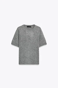 100% WOOL SHORT SLEEVE SWEATER