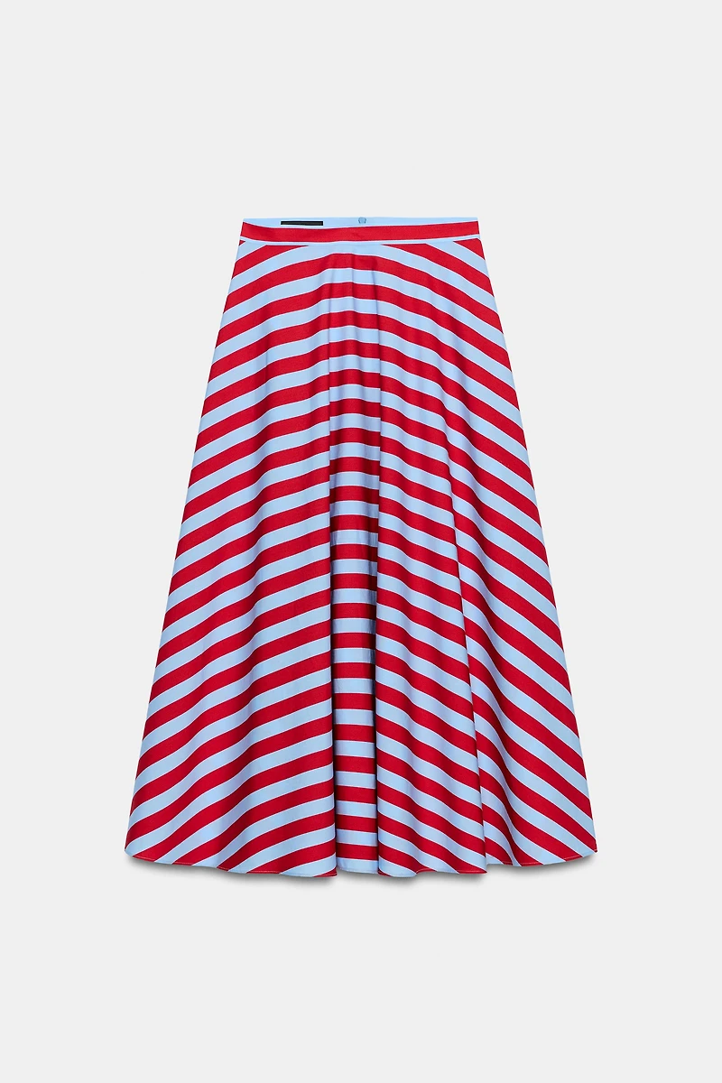 STRIPED CAPE MIDI SKIRT