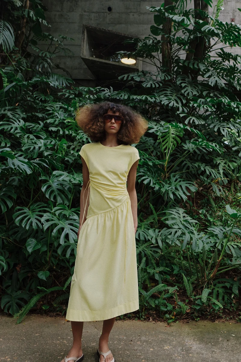 ASYMMETRIC RUCHED DRESS