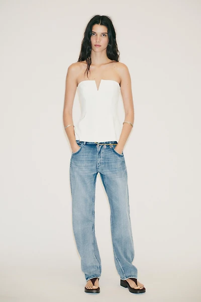 TOP EFFET LIN BUSTIER