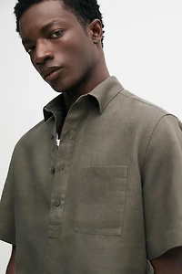 Chemise polo manches courtes 100 % lin