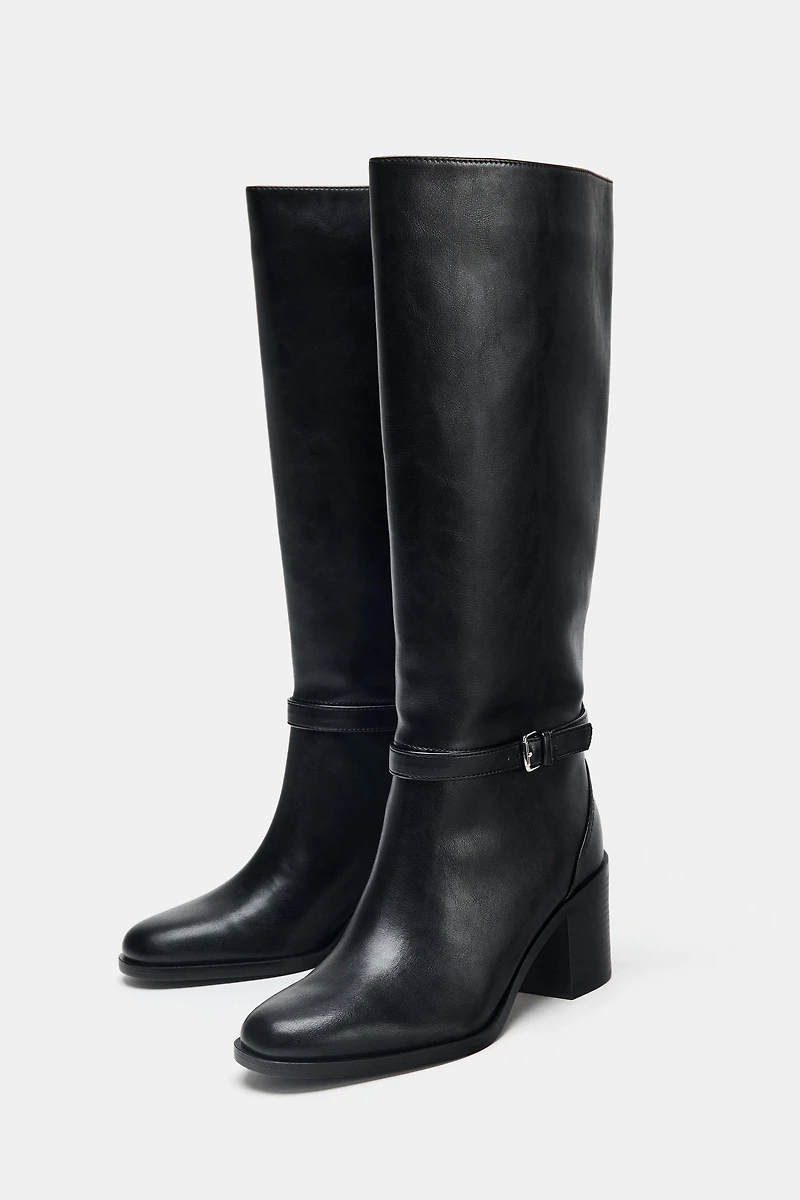 WIDE HEEL BUCKLE BOOTS