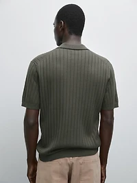 Ribbed knit polo shirt
