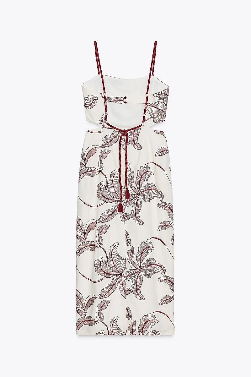 CUT OUT EMBROIDERED MIDI DRESS