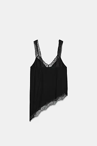 TOP RUSTIQUE ASYMÉTRIQUE DENTELLE