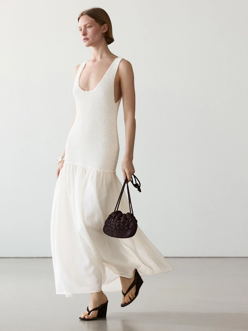 Long matching linen blend dress