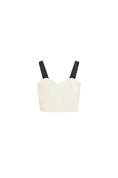 CONTRAST STRAP KNIT CROP TOP