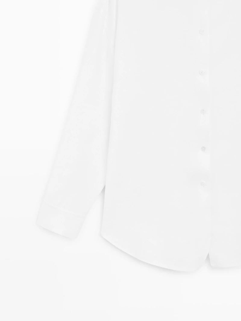 Flowing total look linen blend shirt