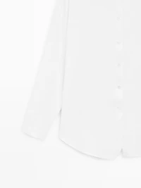 Flowing total look linen blend shirt
