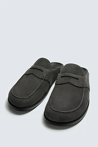 SPLIT LEATHER LOAFER CLOGS