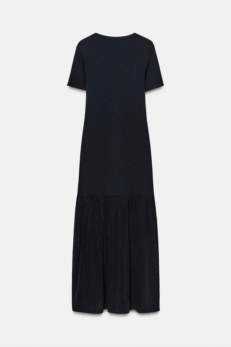 LONG COMBINATION KNIT DRESS