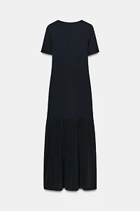 LONG COMBINATION KNIT DRESS