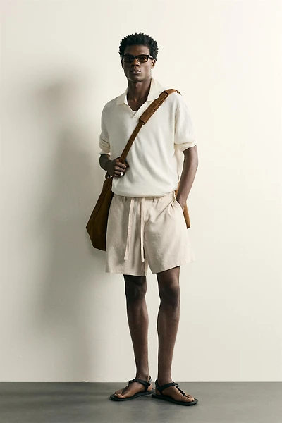 SHORT RELAXED FIT EN COTON ET LIN