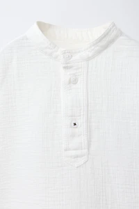 TEXTURED SHIRT WITH MANDARIN COLLAR