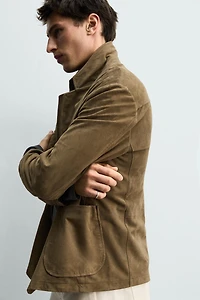 RELAXED FIT SUEDE LEATHER BLAZER