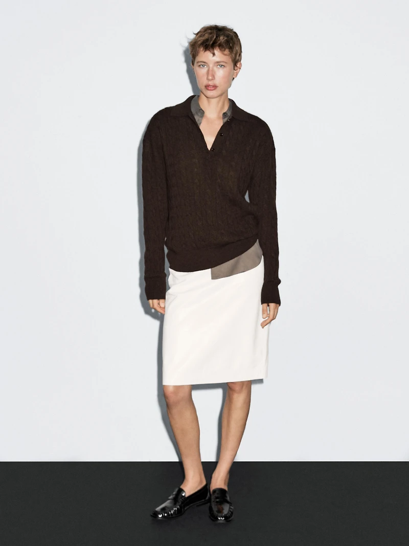 100% cashmere polo collar sweater
