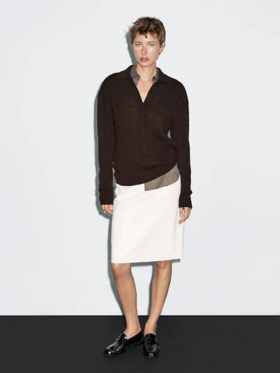 100% cashmere polo collar sweater