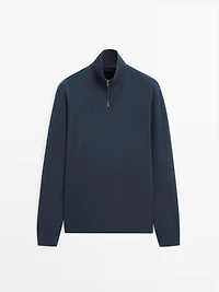 Cotton blend quarter-zip T-shirt
