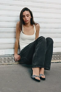 PRINTED FUR EFFECT LEATHER MULES