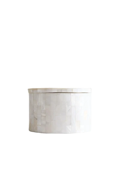 MOTHER-OF-PEARL-EFFECT BATHROOM ORGANIZER JAR