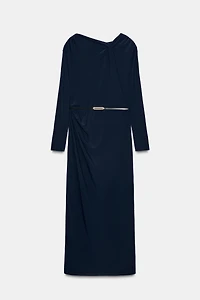 RUCHED DRESS WITH BELT