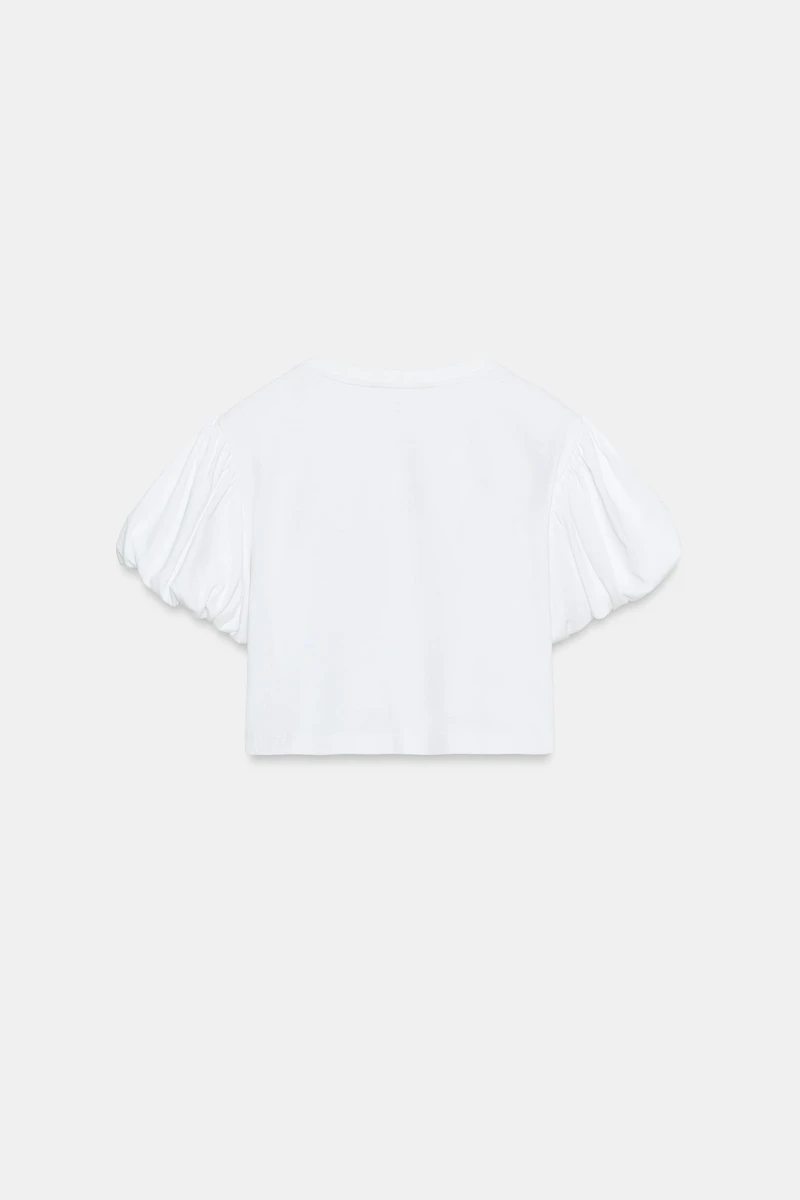 CROPPED VOLUMINOUS SLEEVE T-SHIRT
