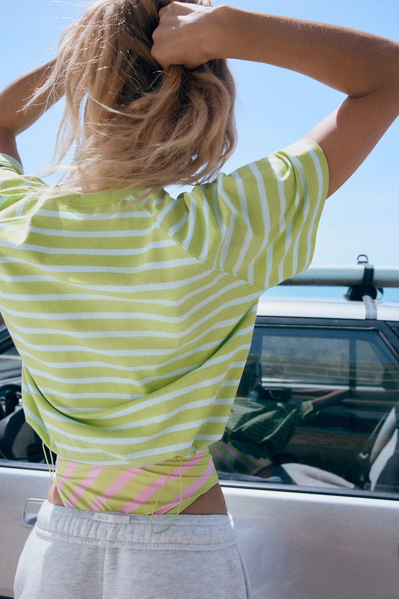STRIPED T-SHIRT WITH STOPPERS
