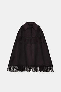WOOL FRINGED CAPE