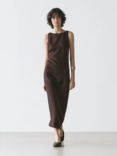 Linen halter midi dress