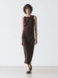 Linen halter midi dress