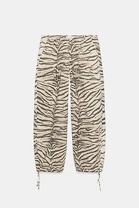 PANTALON LARGE À CORDONS IMPRIMÉ ANIMAL