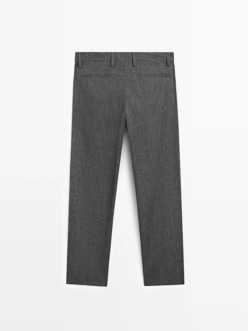 Straight-leg wool blend trousers