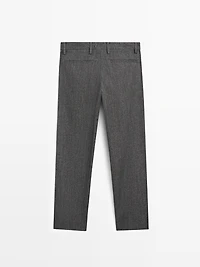 Straight-leg wool blend trousers