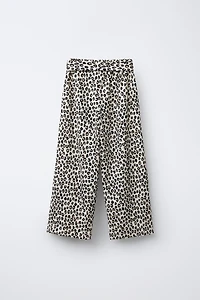 ANIMAL PRINT TEXTURED WIDE LEG PANTS