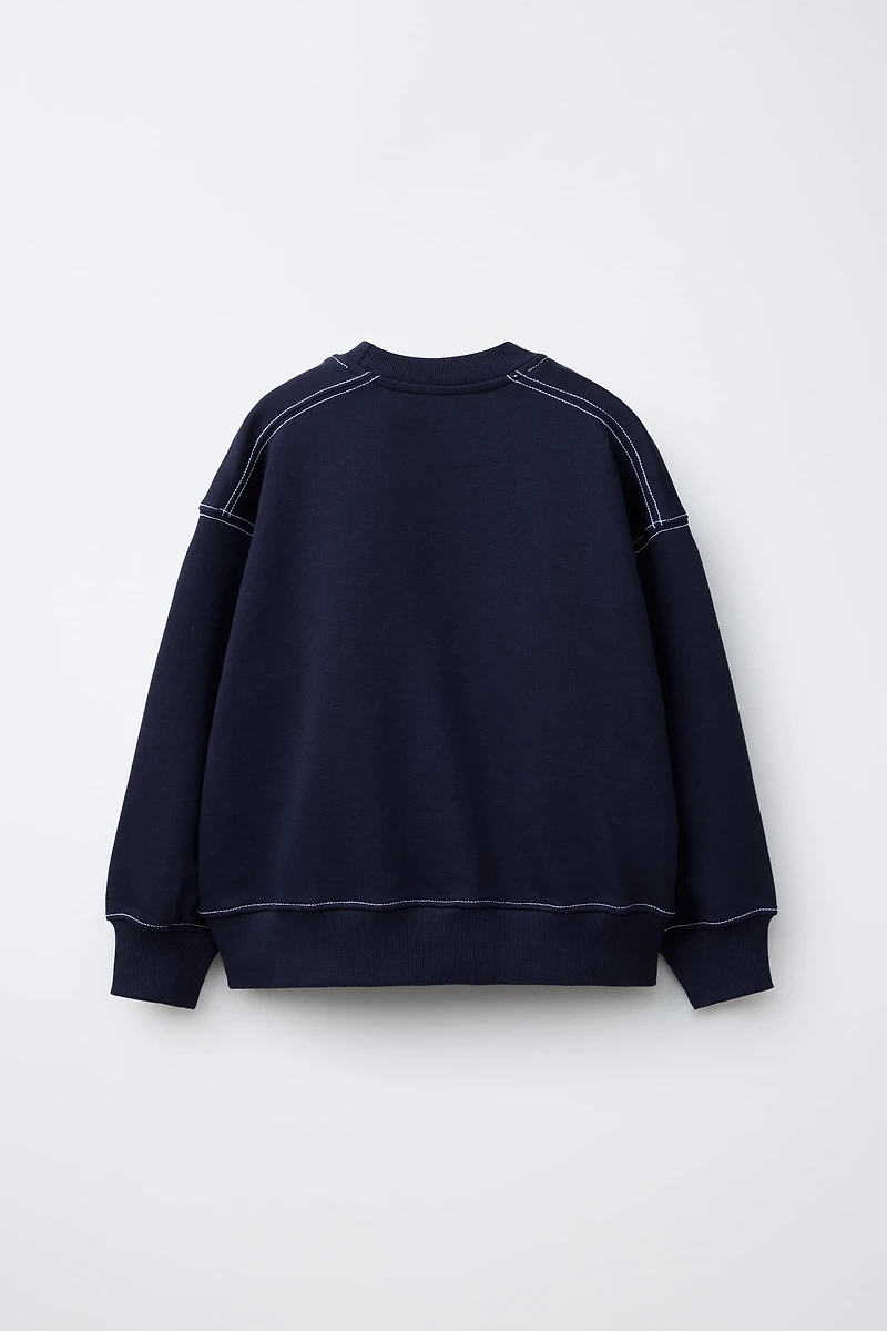 TOPSTITCH PLUSH SWEATSHIRT AND PANTS SET