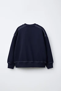 TOPSTITCH PLUSH SWEATSHIRT AND PANTS SET