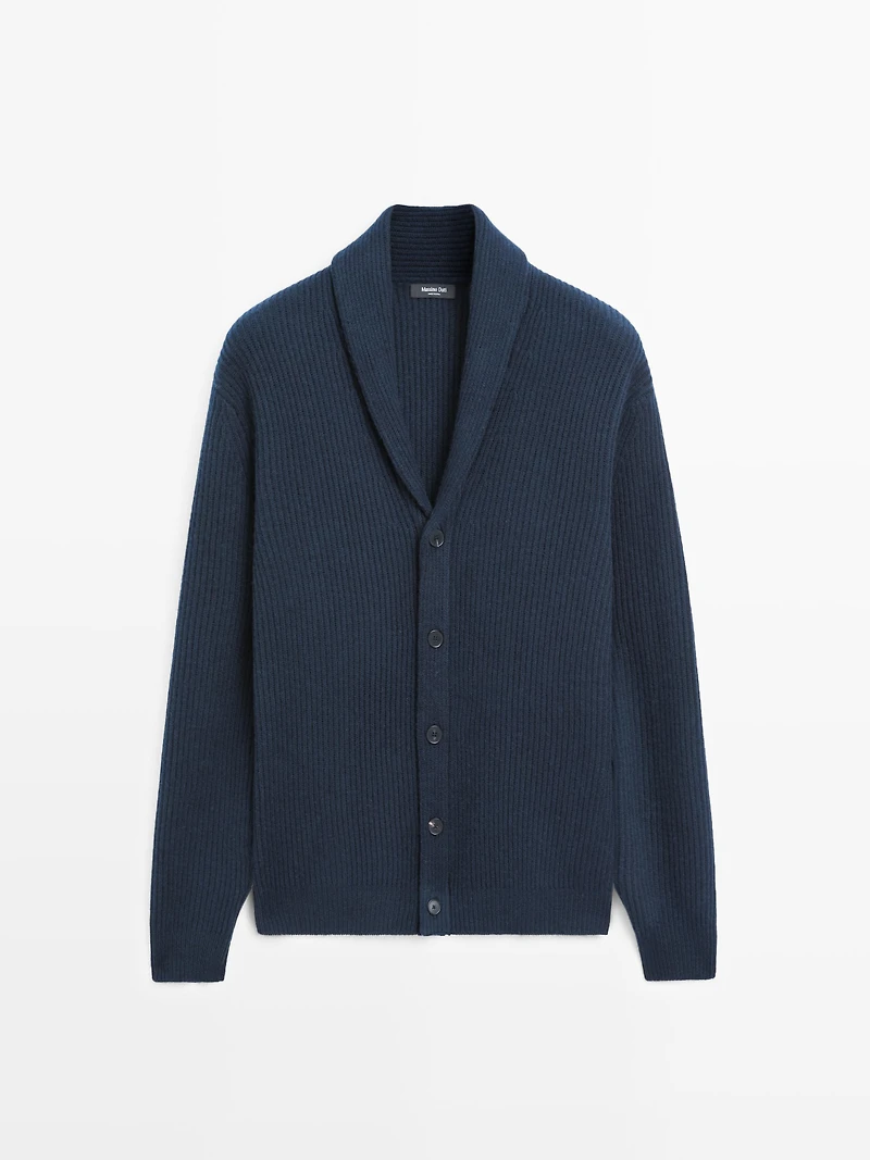 Cardigan avec col à revers en laine mélangée