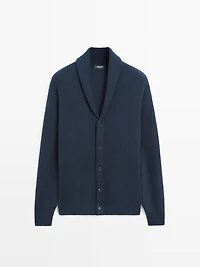 Cardigan avec col à revers en laine mélangée