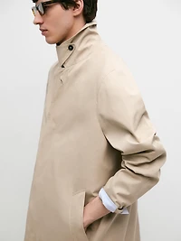 Check cotton trench coat with interior detail
