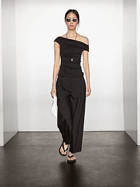 Flowing linen blend trousers with darts