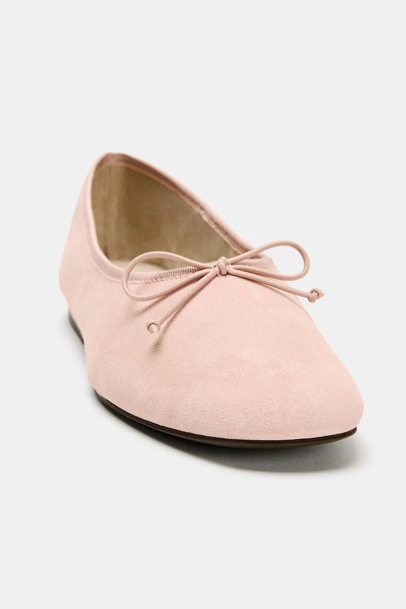 SUEDE BALLET FLATS WITH BOW