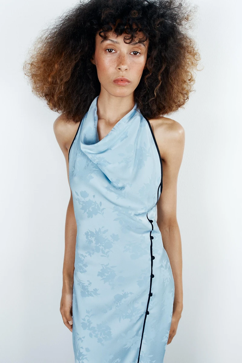 FLORAL JACQUARD MIDI DRESS
