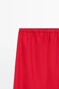 Jupe midi élastique 100 % lin