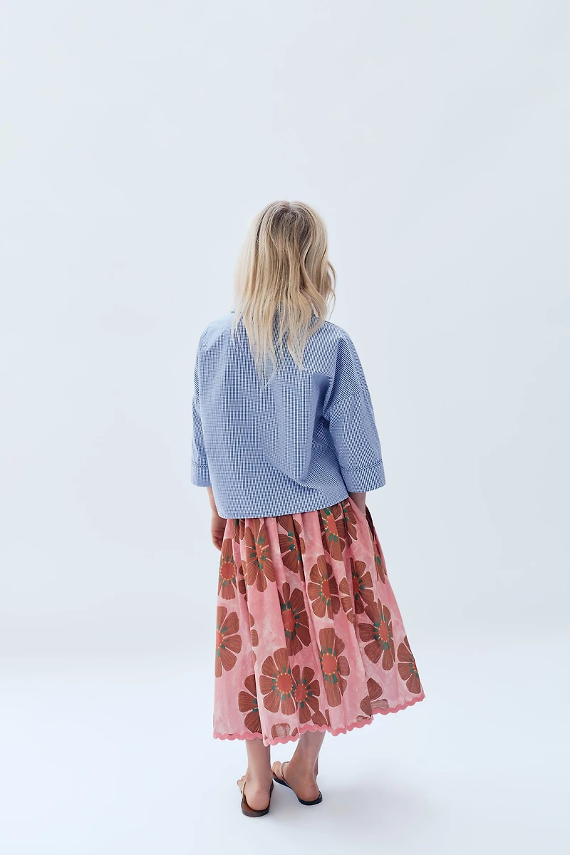 6-14 YEARS/ LIMITED EDITION FLORAL PRINT MIDI SKIRT