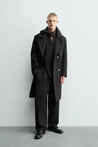 DOUBLE-BREASTED WOOL BLEND COAT