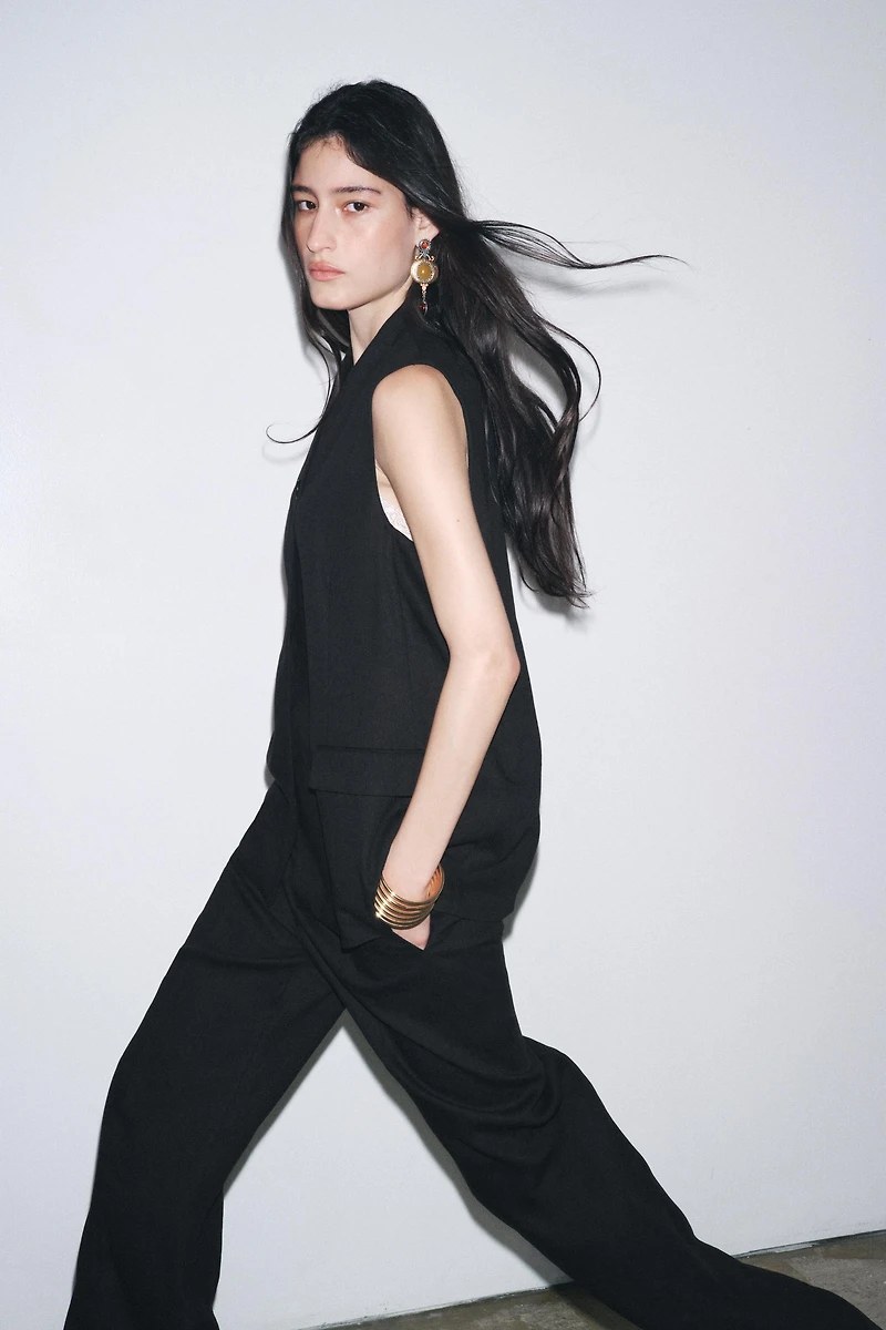 LINEN BLEND BUCKLE PANTS ZW COLLECTION