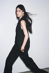 LINEN BLEND BUCKLE PANTS ZW COLLECTION